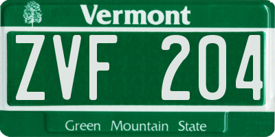 VT license plate ZVF204