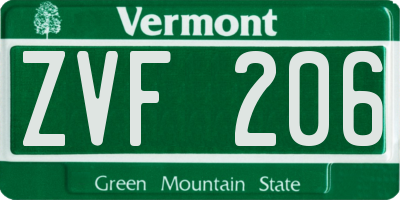 VT license plate ZVF206
