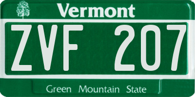 VT license plate ZVF207