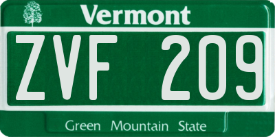 VT license plate ZVF209