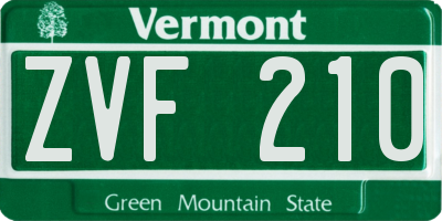 VT license plate ZVF210