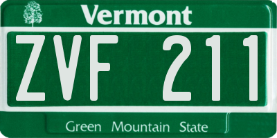 VT license plate ZVF211