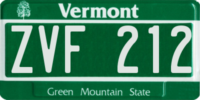 VT license plate ZVF212