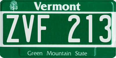 VT license plate ZVF213