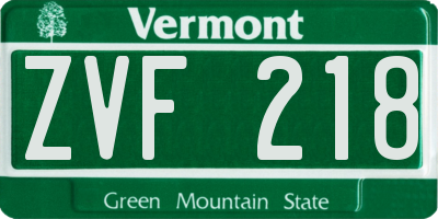 VT license plate ZVF218