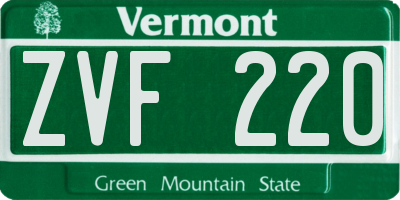 VT license plate ZVF220