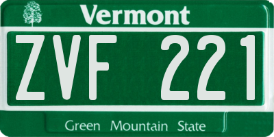 VT license plate ZVF221