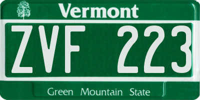 VT license plate ZVF223