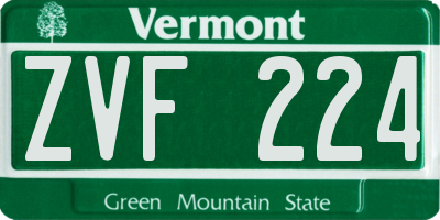 VT license plate ZVF224