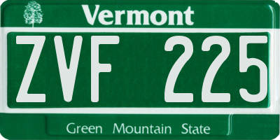 VT license plate ZVF225