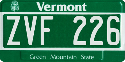 VT license plate ZVF226