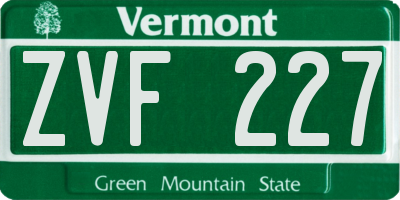 VT license plate ZVF227