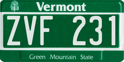 VT license plate ZVF231