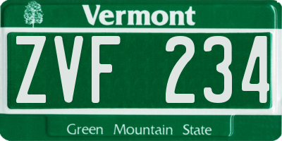 VT license plate ZVF234