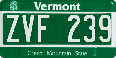 VT license plate ZVF239