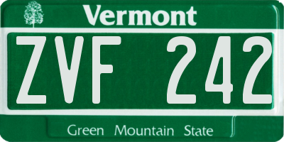 VT license plate ZVF242