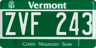 VT license plate ZVF243