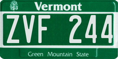 VT license plate ZVF244