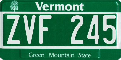 VT license plate ZVF245