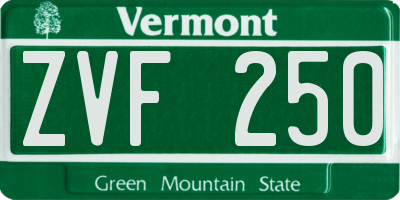 VT license plate ZVF250