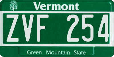 VT license plate ZVF254