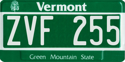VT license plate ZVF255