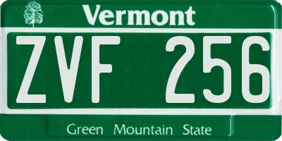 VT license plate ZVF256
