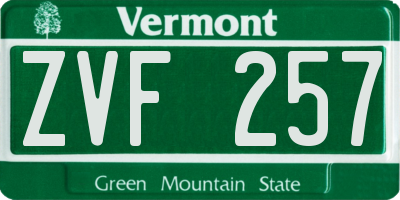 VT license plate ZVF257