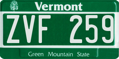 VT license plate ZVF259