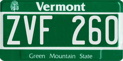 VT license plate ZVF260