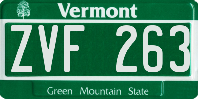 VT license plate ZVF263