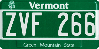 VT license plate ZVF266