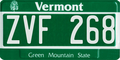 VT license plate ZVF268