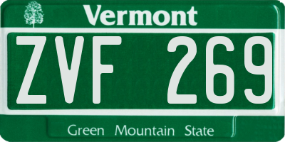 VT license plate ZVF269