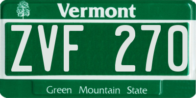 VT license plate ZVF270