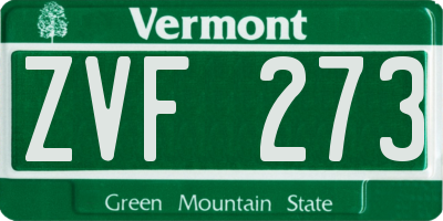 VT license plate ZVF273