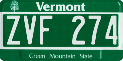 VT license plate ZVF274