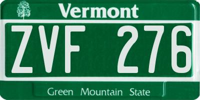 VT license plate ZVF276