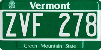VT license plate ZVF278
