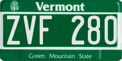 VT license plate ZVF280