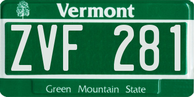 VT license plate ZVF281