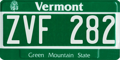 VT license plate ZVF282