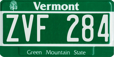 VT license plate ZVF284