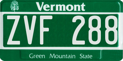 VT license plate ZVF288