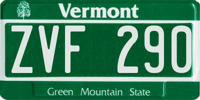 VT license plate ZVF290