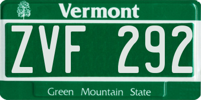 VT license plate ZVF292