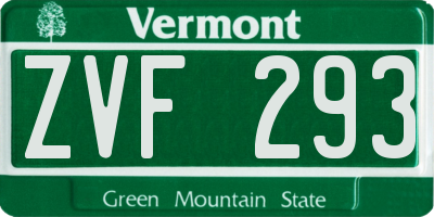 VT license plate ZVF293