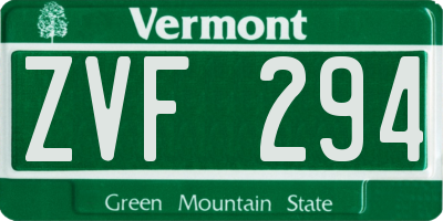 VT license plate ZVF294