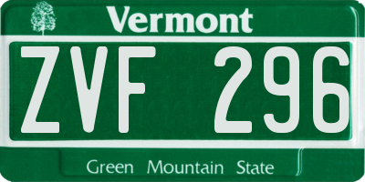 VT license plate ZVF296