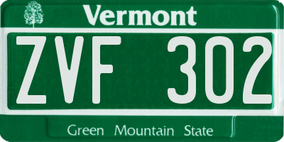 VT license plate ZVF302